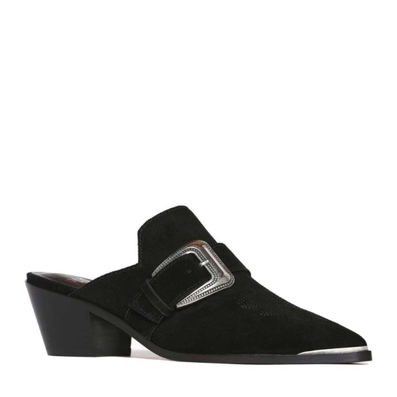 PAIGE KENSINGTON BLACK SUEDE BUCKLE MULE - Picture 2 of 6